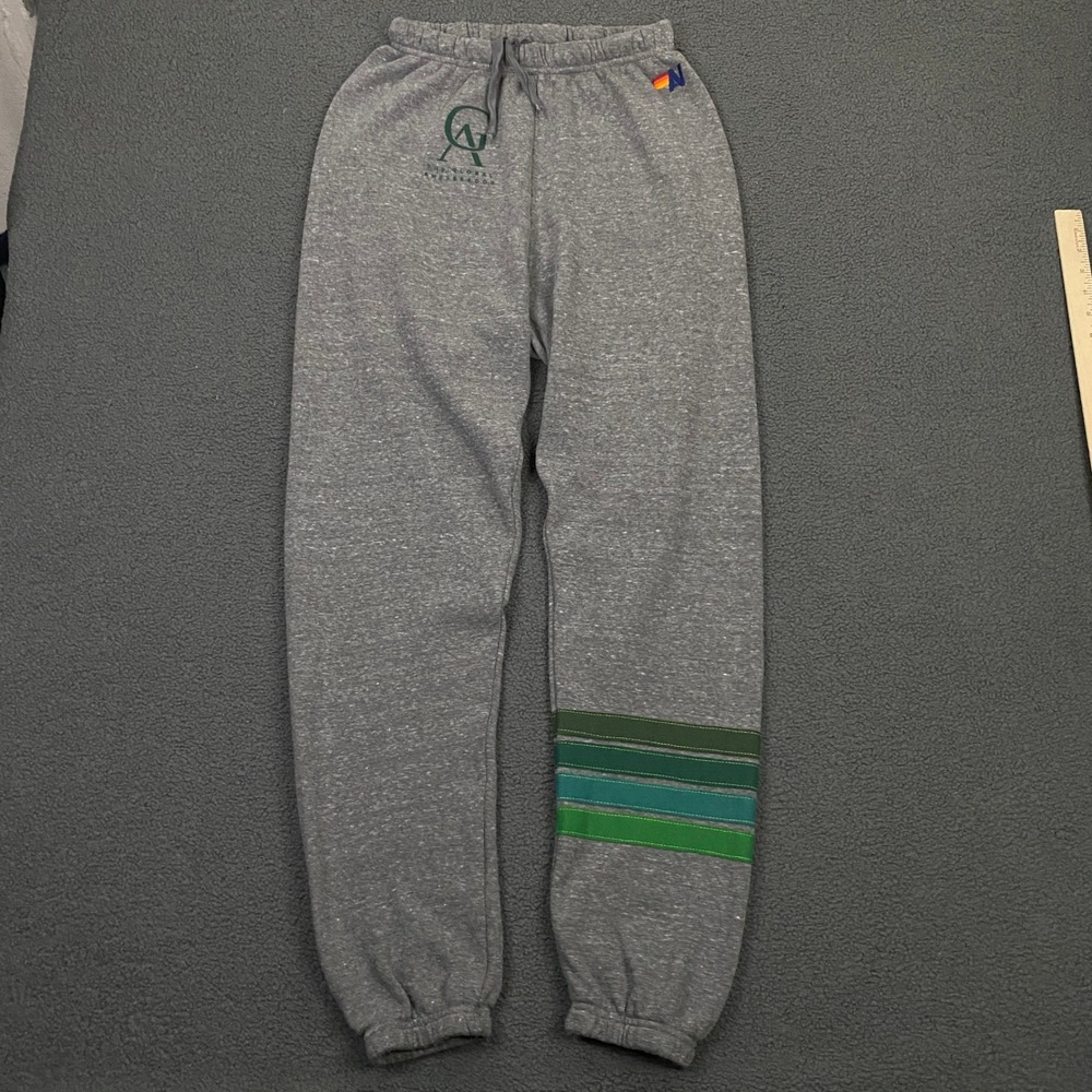 Aviator Nation Sweatpants Women Medium Grey Green Stripes Classic Jogger